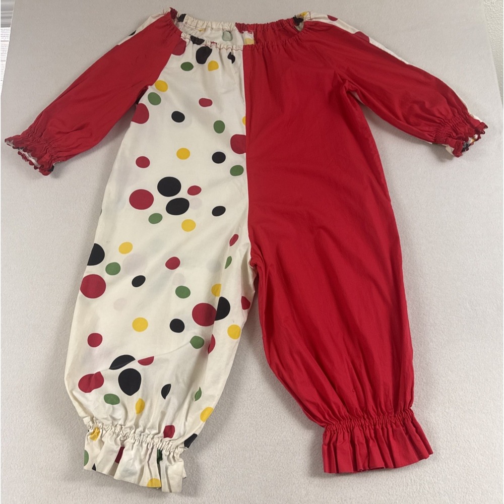 Vtg Child's Clown Costume Handmade Romper Circus Party 44" Long Guessing sz 6-9?